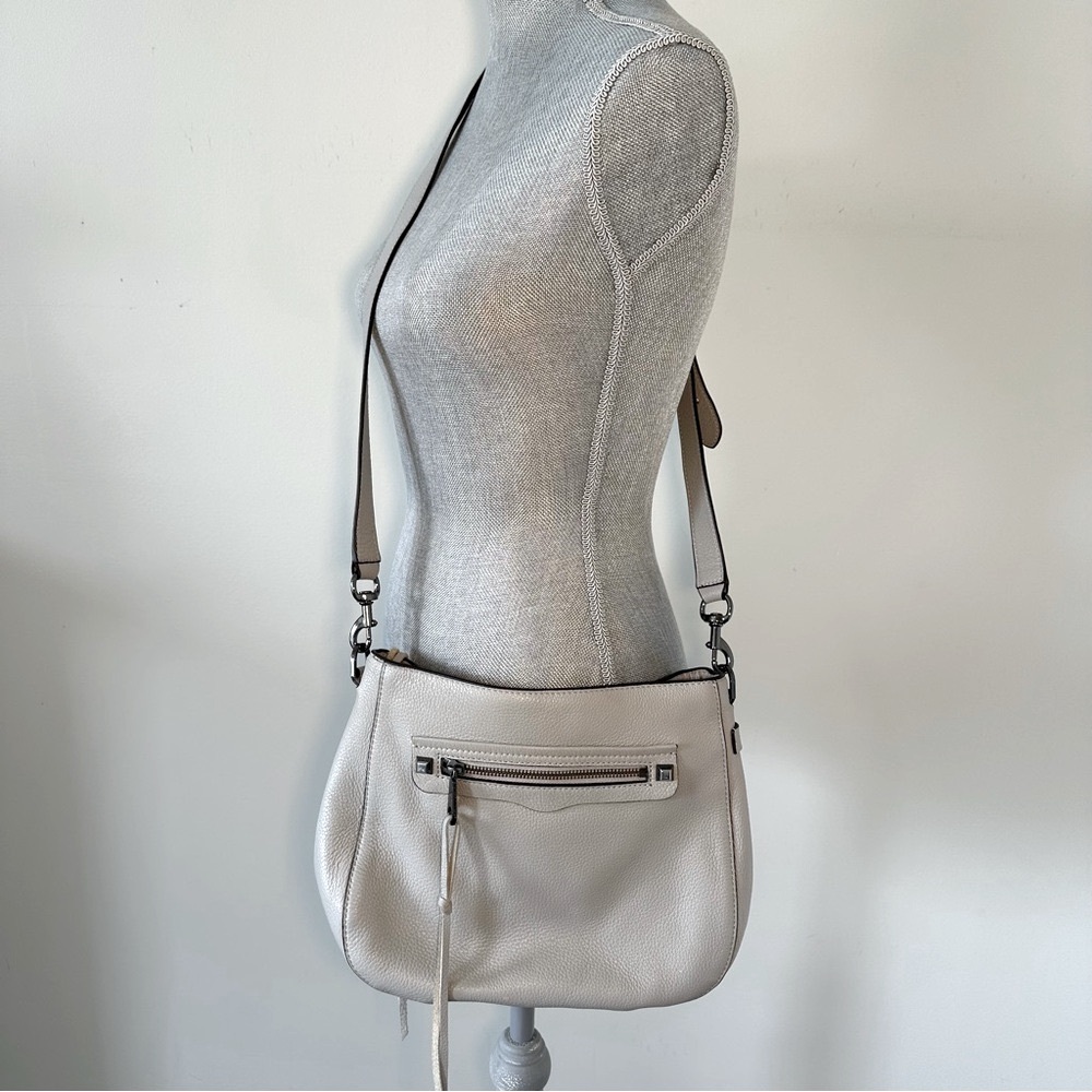 Rebecca Minkoff Cream Crossbody Bag with Textured Leather